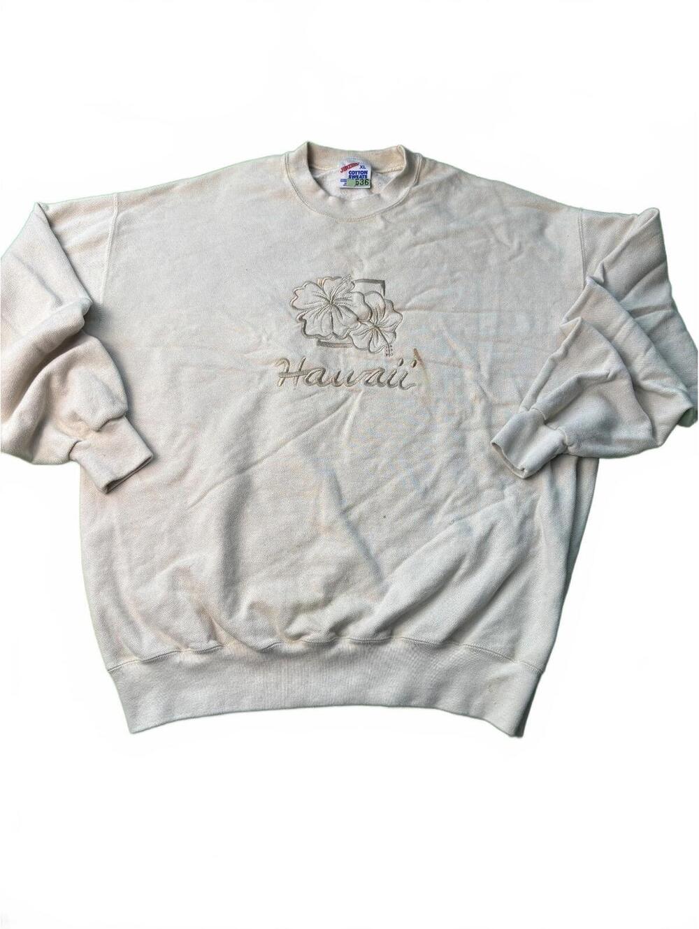 Vintage 90s Hawaii Hibiscus Sweatshirt XL Jerzees USA